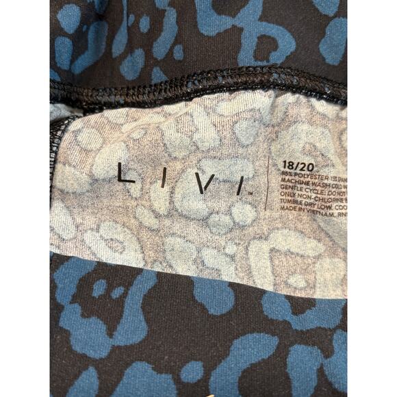 Livi Women's Black Teal Animal Print Leggings Size 18/20 - Picture 3 of 13